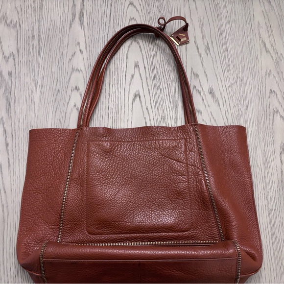 botiker Handbags - Bottler Brown Leather Tote With Gold Lining